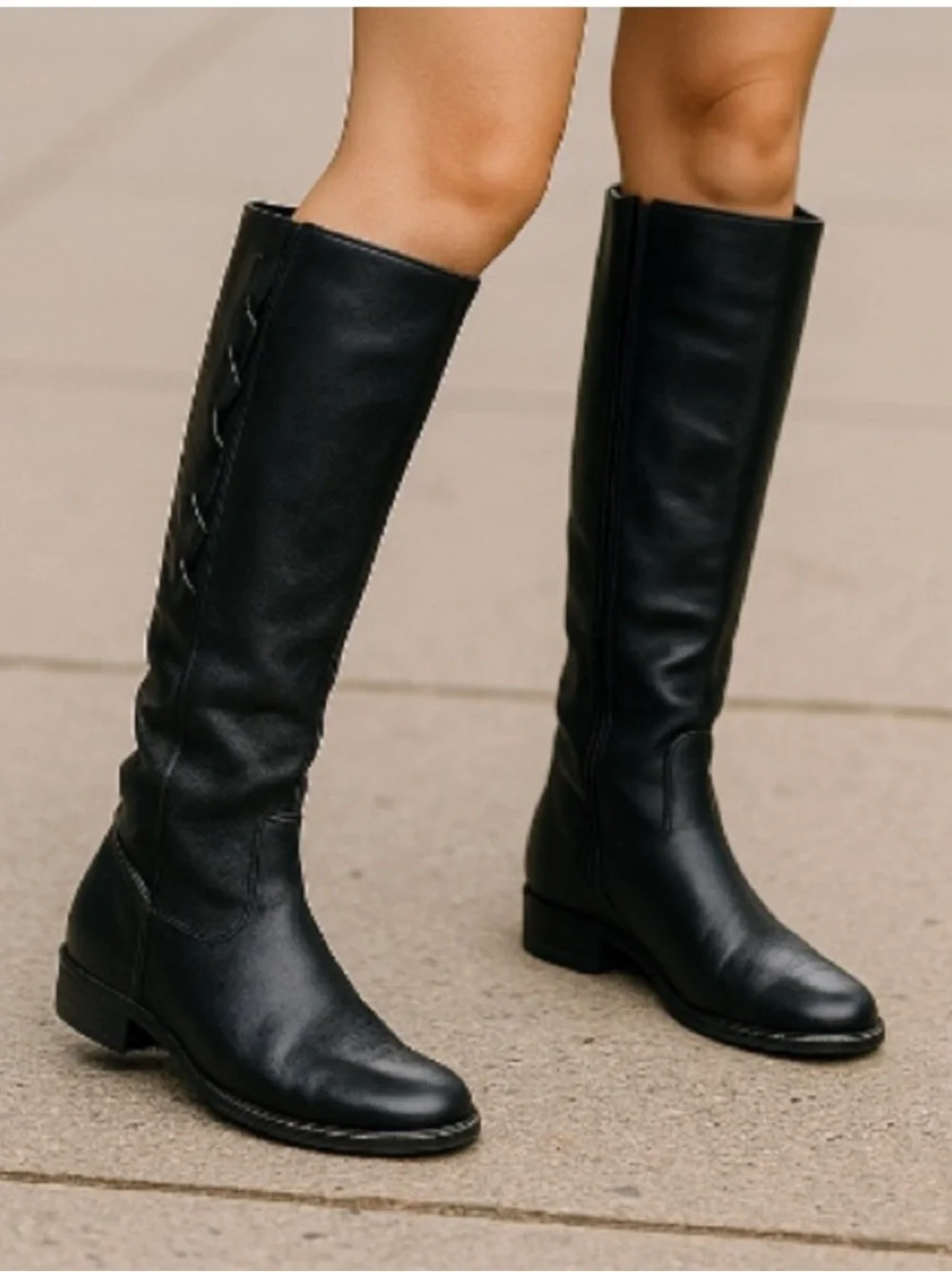 Arturo Chiang Filicia Black Riding Boot with Laced Back Size 7.5